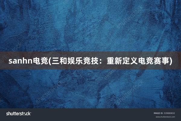 sanhn电竞(三和娱乐竞技：重新定义电竞赛事)