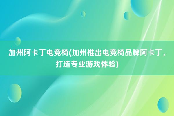 加州阿卡丁电竞椅(加州推出电竞椅品牌阿卡丁，打造专业游戏体验)