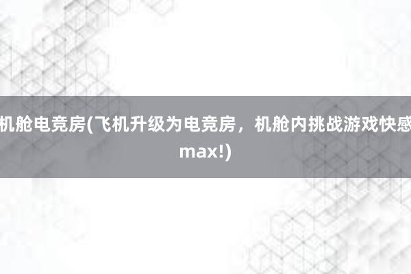 机舱电竞房(飞机升级为电竞房，机舱内挑战游戏快感max!)