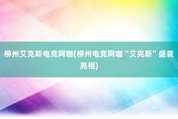 柳州艾克斯电竞网咖(柳州电竞网咖“艾克斯”盛装亮相)