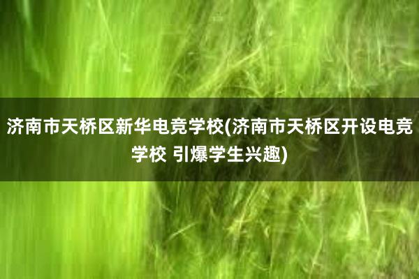 济南市天桥区新华电竞学校(济南市天桥区开设电竞学校 引爆学生兴趣)