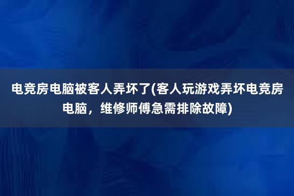 电竞房电脑被客人弄坏了(客人玩游戏弄坏电竞房电脑，维修师傅急需排除故障)