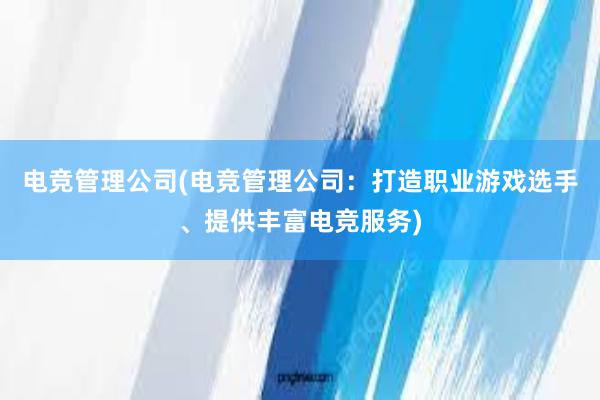 电竞管理公司(电竞管理公司：打造职业游戏选手、提供丰富电竞服务)