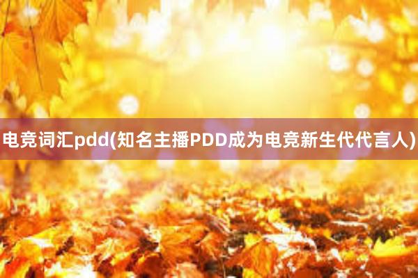 电竞词汇pdd(知名主播PDD成为电竞新生代代言人)