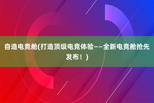 自造电竞舱(打造顶级电竞体验——全新电竞舱抢先发布！)