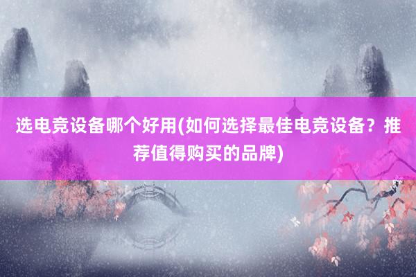 选电竞设备哪个好用(如何选择最佳电竞设备？推荐值得购买的品牌)