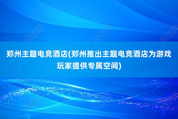 郑州主题电竞酒店(郑州推出主题电竞酒店为游戏玩家提供专属空间)