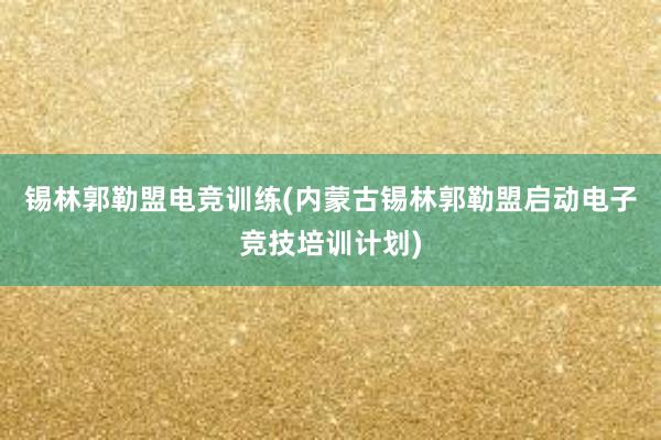 锡林郭勒盟电竞训练(内蒙古锡林郭勒盟启动电子竞技培训计划)