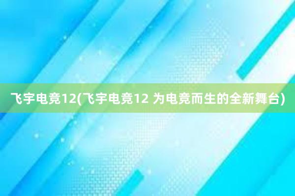 飞宇电竞12(飞宇电竞12 为电竞而生的全新舞台)