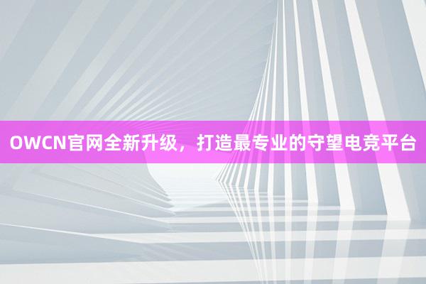 OWCN官网全新升级，打造最专业的守望电竞平台