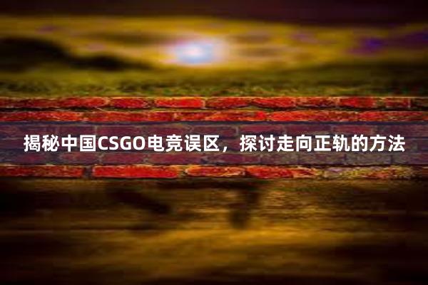 揭秘中国CSGO电竞误区，探讨走向正轨的方法