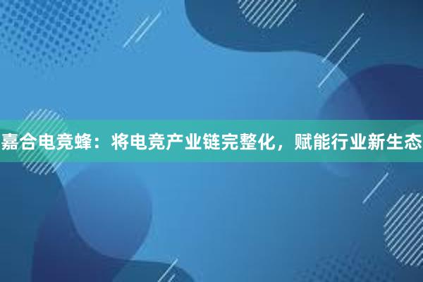 嘉合电竞蜂：将电竞产业链完整化，赋能行业新生态