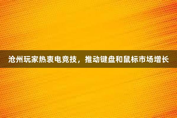 沧州玩家热衷电竞技，推动键盘和鼠标市场增长