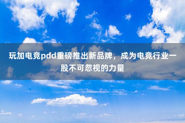 玩加电竞pdd重磅推出新品牌，成为电竞行业一股不可忽视的力量