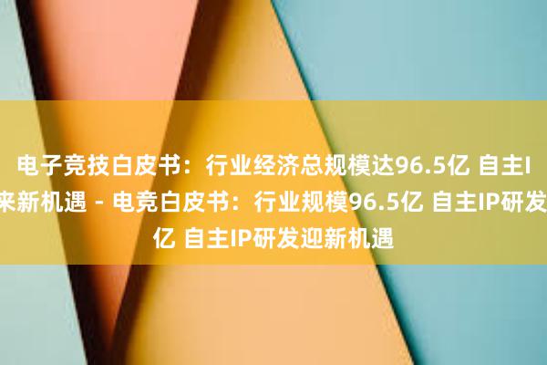 电子竞技白皮书：行业经济总规模达96.5亿 自主IP研发迎来新机遇 - 电竞白皮书：行业规模96.5亿 自主IP研发迎新机遇