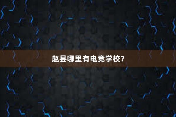 赵县哪里有电竞学校？